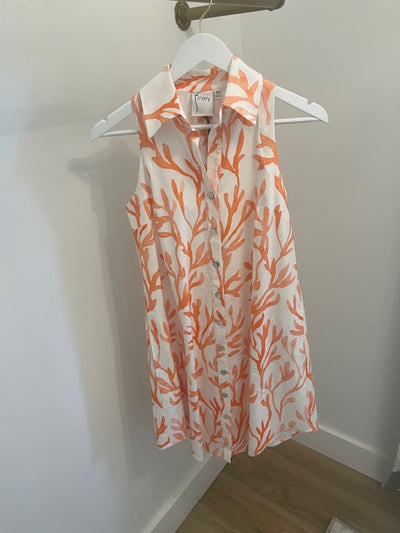 Finley Swing Dress-Coral Print