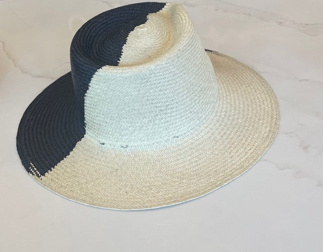 Two Tone Black and Natural Panama Hat