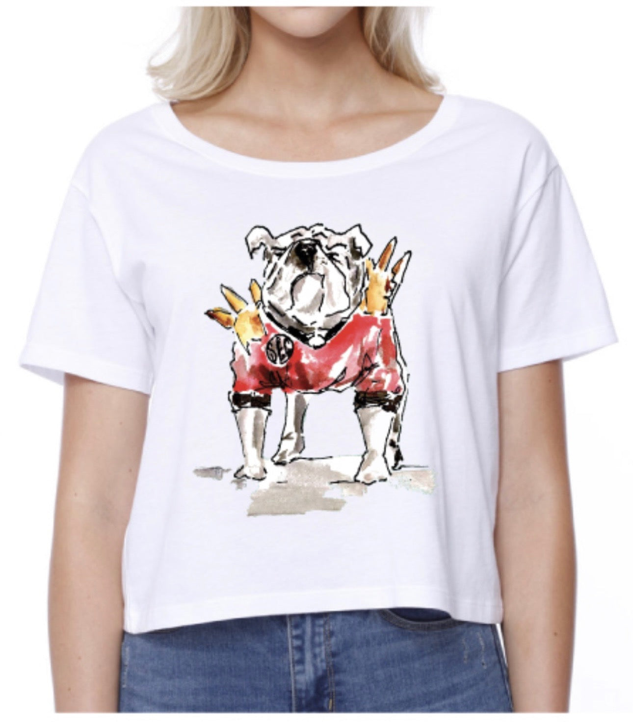 UGA Savage Boxy Tee-White