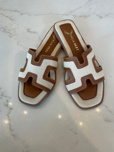 Cognac-Beige Slides