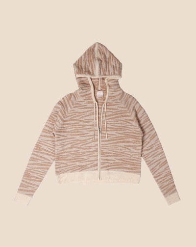 Drago Sweater Jacket-Ecru/Camel