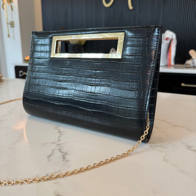 Black Crocodile Embossed Bag