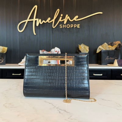 Black Crocodile Embossed Bag