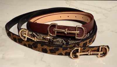 Horsebit Buckle Skinny Belt