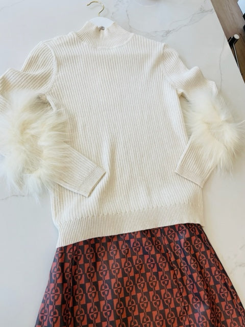 Cashmere Mock Sweater With Fur