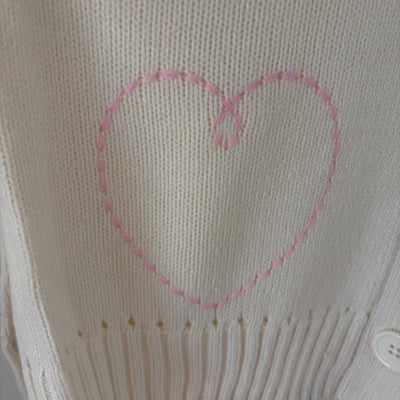 Embroidered Heart Stitch Cardigan