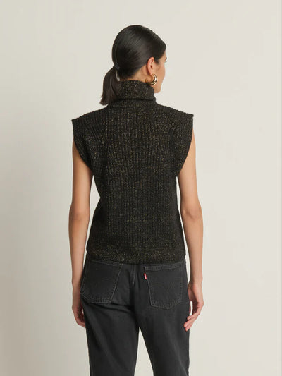 Isha Turtleneck Tank-Shiny Jet Black