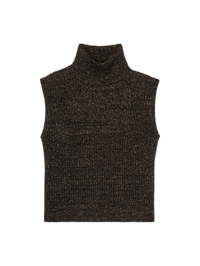 Isha Turtleneck Tank-Shiny Jet Black