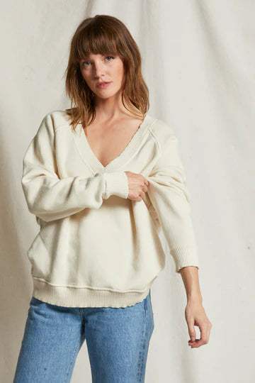 Dakota Cotton Fleece V Neck Sweatshirt