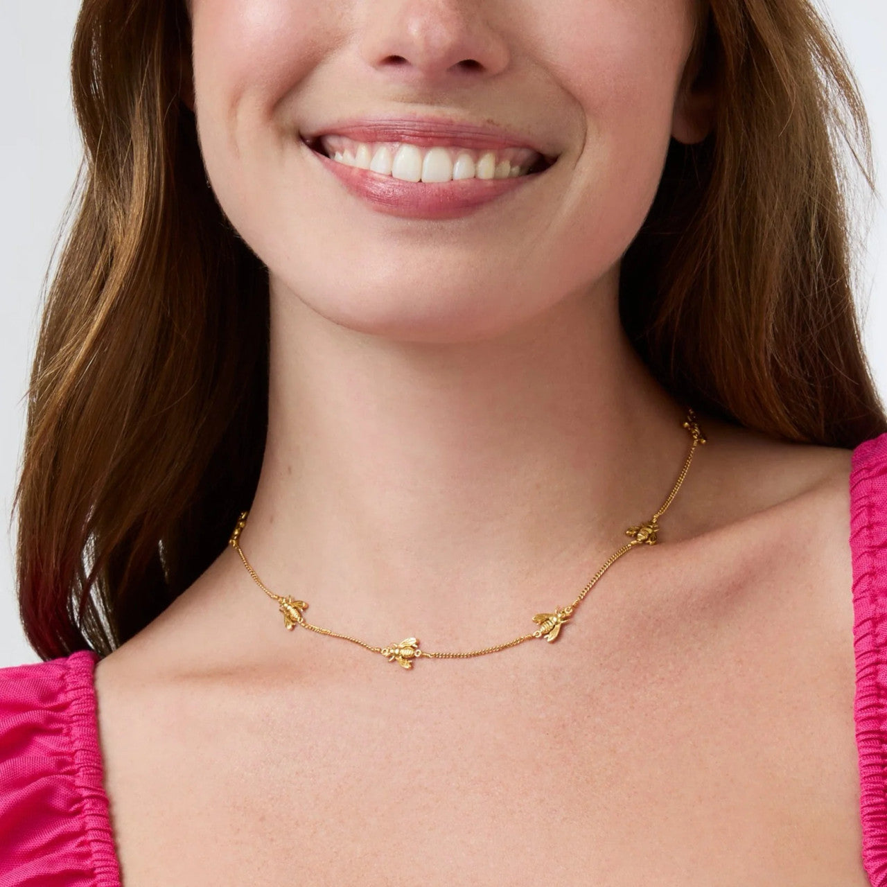 Bee Delicate Station Necklace-Gold