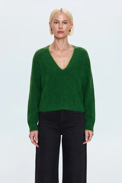 Kit V Neck Pullover Sweater-WinterGreen