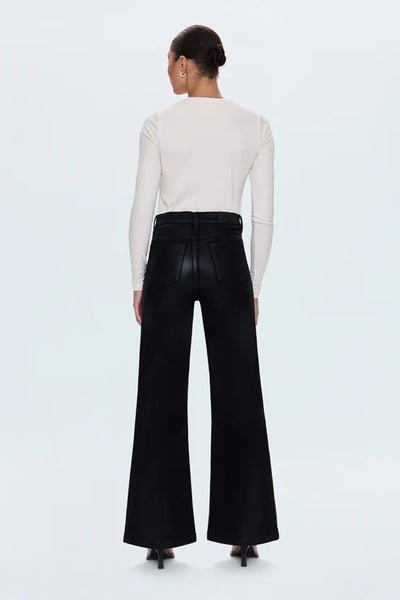 Lana High Rise Ultra Wide Leg-Coated Noir