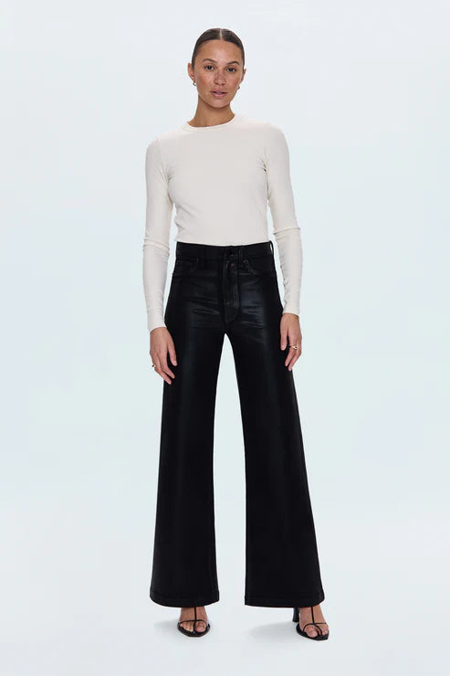 Lana High Rise Ultra Wide Leg-Coated Noir