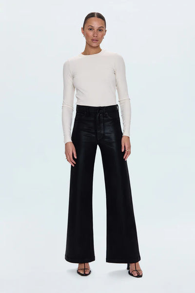 Lana High Rise Ultra Wide Leg-Coated Noir