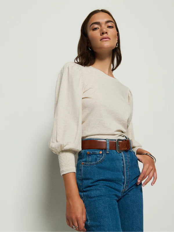 Loren Peasant Tee-Heather Oatmeal