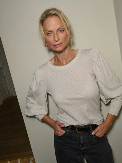 Loren Peasant Tee-Heather Oatmeal