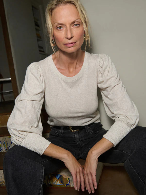 Loren Peasant Tee-Heather Oatmeal