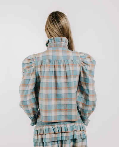 Long Sleeve Zuri Top- Wind Chime Plaid