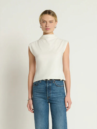 Lulu Mock Neck Top-Porcelain