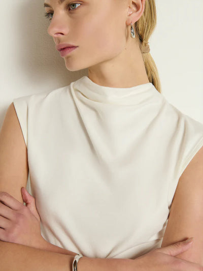 Lulu Mock Neck Top-Porcelain