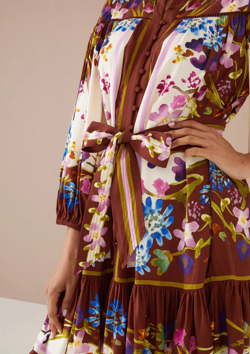 Lori-Anne Dress-Prarie Floral Cinnamon/Ivory