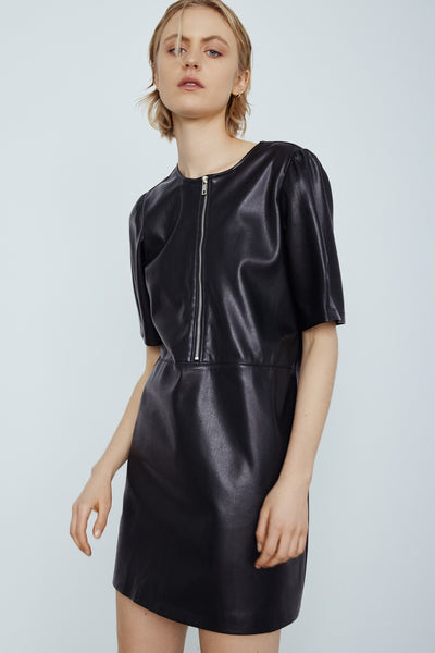 Naiya Black Vegan Leather Dress