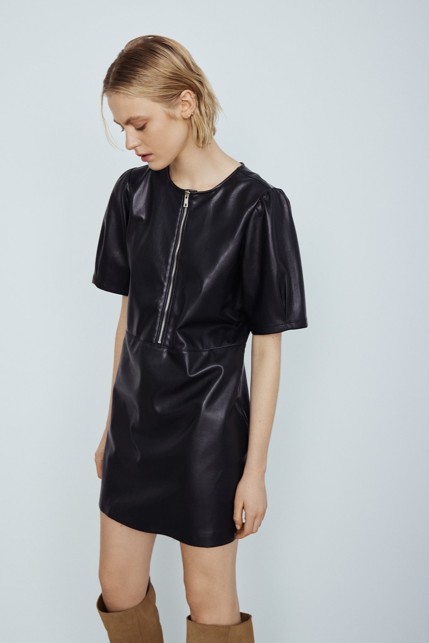 Naiya Black Vegan Leather Dress