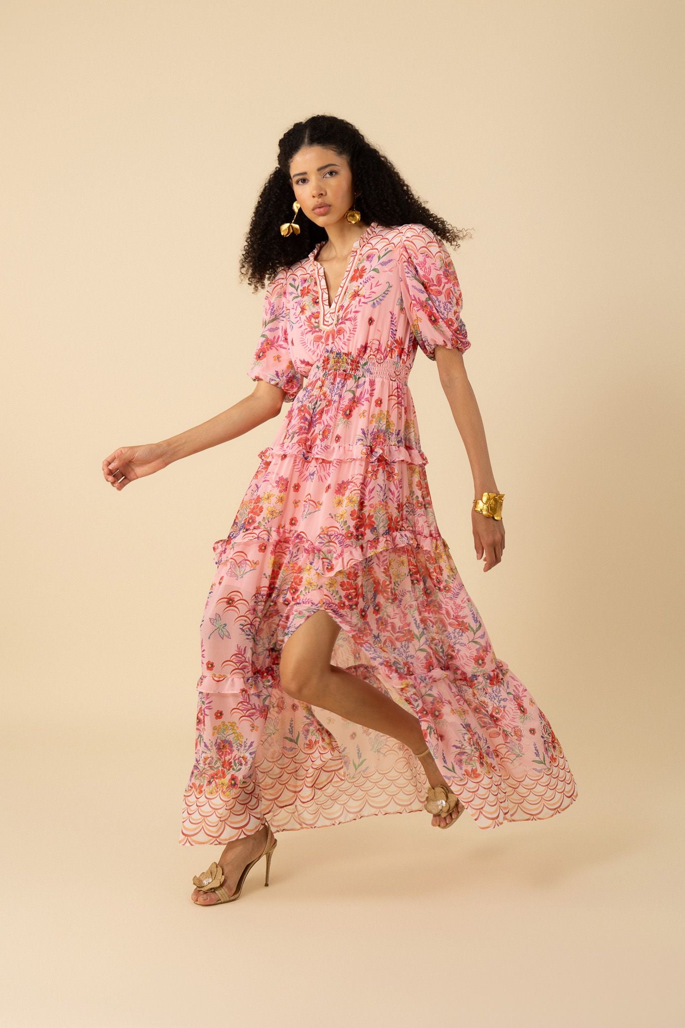 Pink Floral Maxi Dress