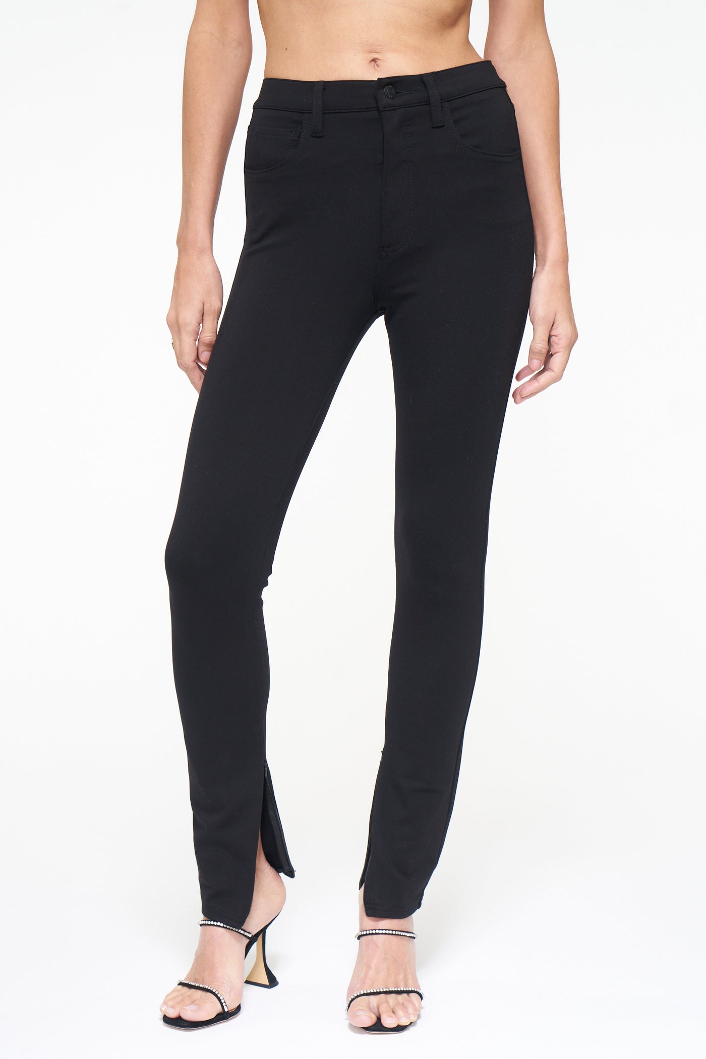 Kendall High Rise Skinny Pant With Zippers-Black