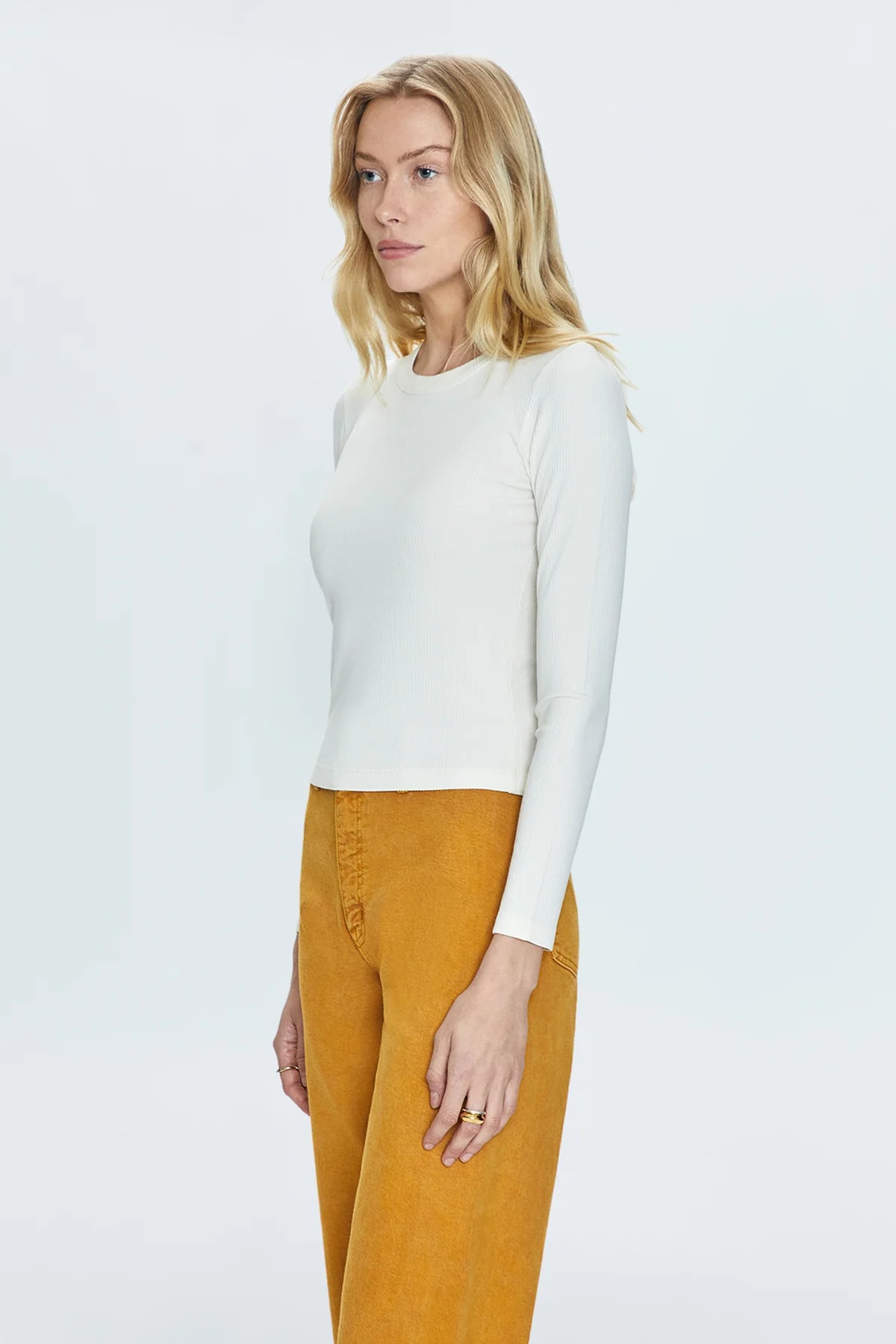 Bailey Long Sleeve Crewneck Top- Ivory