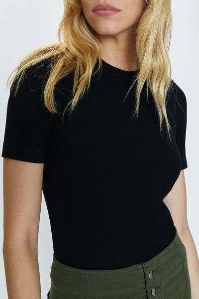 Bella Short Sleeve Fitted Tee-Noir