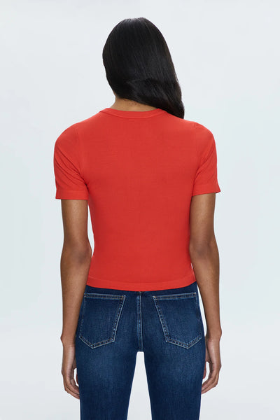 Bella Short Sleeve Fitted Tee-Rouge