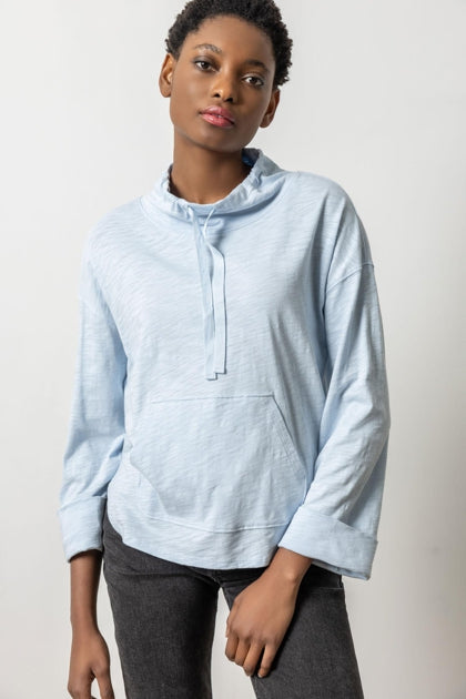 Drawstring Neck Pullover-Glass