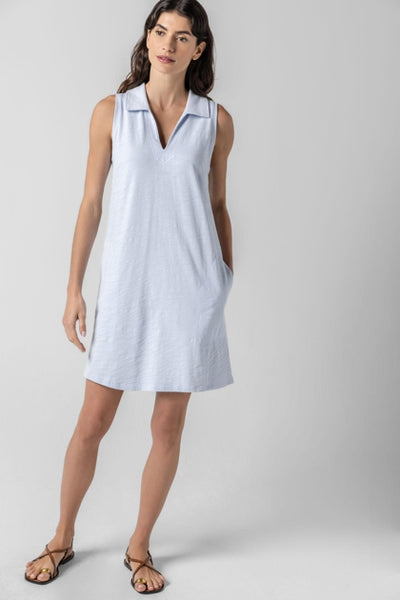 Sleeveless Collared Dress-Sky