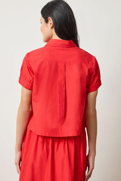 Elastic Cuff Button Down-Scarlet