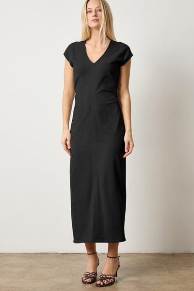 Side Tuck Maxi Dress-Black
