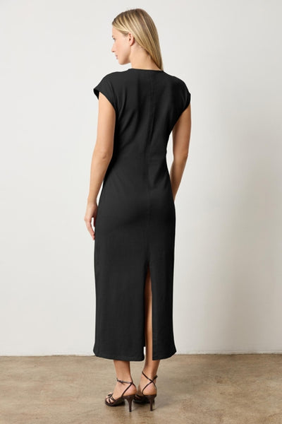 Side Tuck Maxi Dress-Black