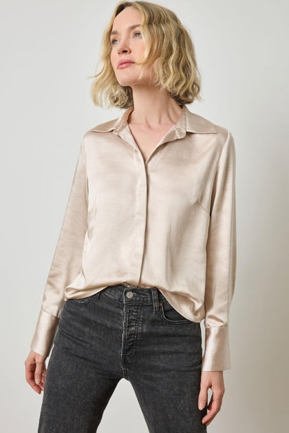 Satin Button Down-Angora