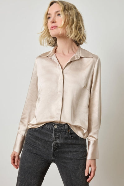 Satin Button Down-Angora