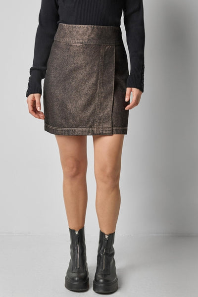 Metallic Mini Skirt-Copper Denim