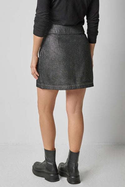 Metallic Mini Skirt-Copper Denim
