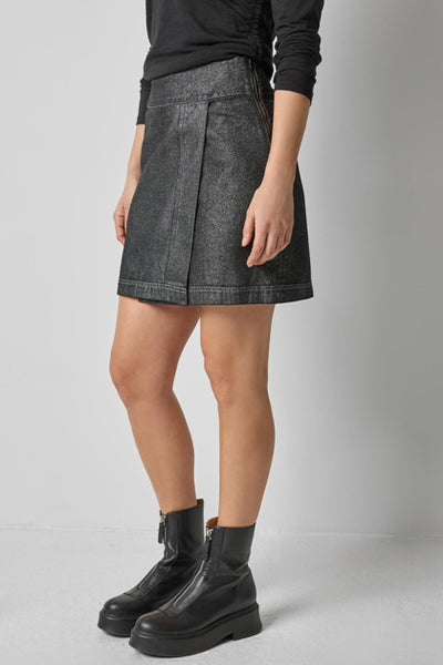 Metallic Mini Skirt-Copper Denim