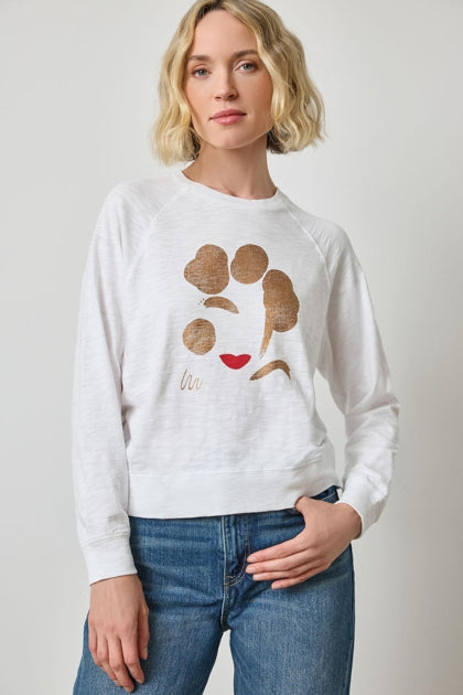 Metallic Printed Raglan Sleeve Graphic Tee