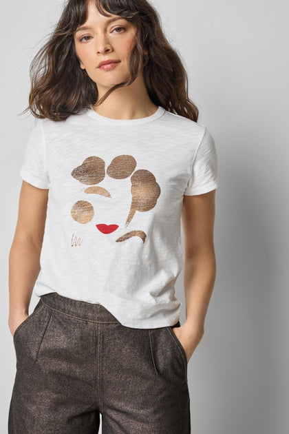 Metallic Printed Short Sleeve Graphic Tee