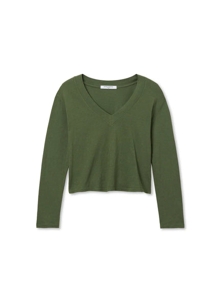 Fiona Recycled Cotton-Long Sleeve V Neck-Fern Green