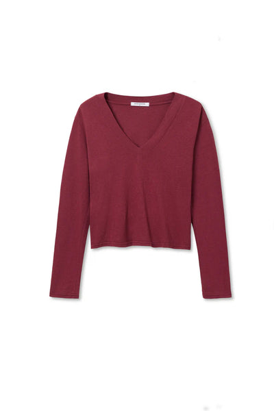 Fiona V Neck Top-Deep Burgundy