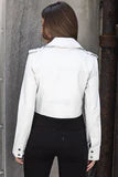 Erin Burnished Leather Jacket-White with Gold