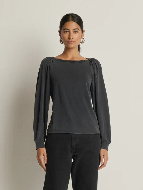 Sammy Envelope Neck Tee-Vintage Black