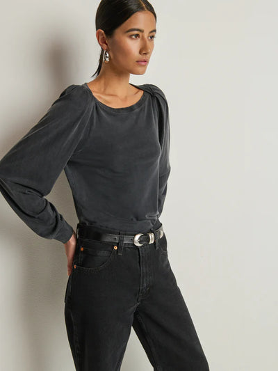Sammy Envelope Neck Tee-Vintage Black