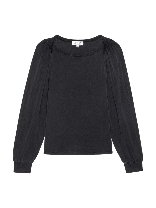 Sammy Envelope Neck Tee-Vintage Black